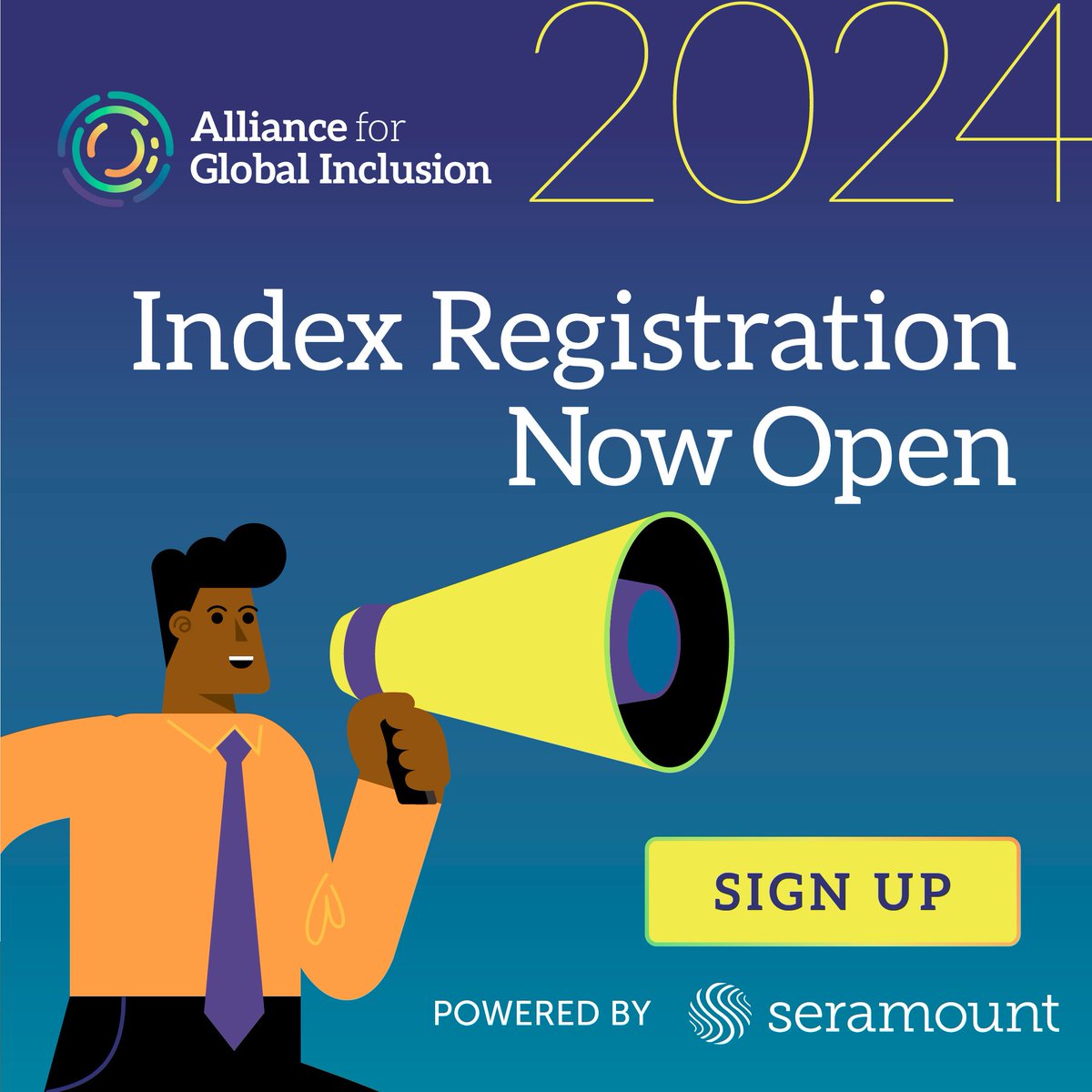 💡 Announcing the opening of the 2024 @allforinclusion Index Survey, powered by #Seramount! 🎇  
This bold and vital industry research assesses companies' progress toward #diversity and #inclusion.

Register now: bit.ly/3UP6K6Q 
#AllianceForGlobalInclusionIndexSurvey2024