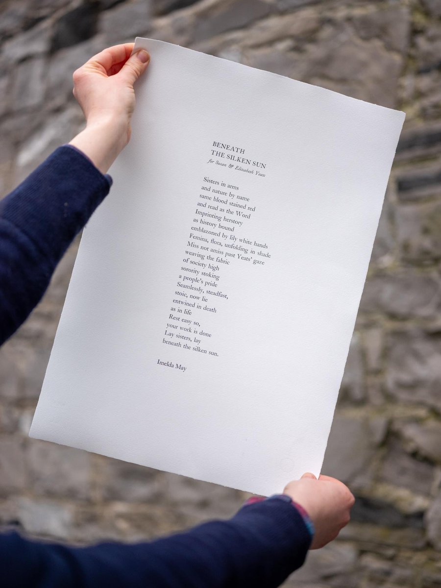 Beneath the Silken Sun, For Susan and Elizabeth Yeats by <a href="/ImeldaOfficial/">Imelda May</a> 

Handset in Caslon (as used by the sisters), printed on handmade paper in a limited edition of 50. Pre-order sale now open!

All proceeds go towards the preservation of the craft.

nationalprintmuseum.ie/product/imelda…