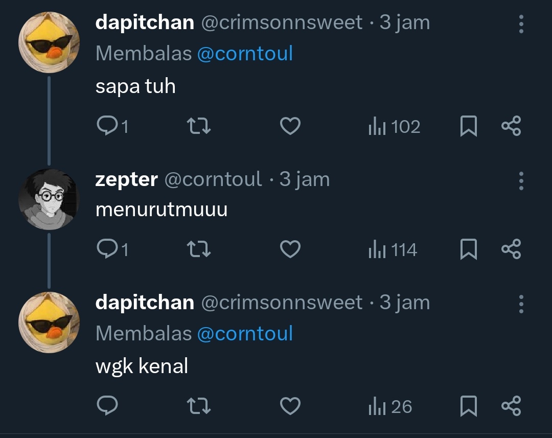 maradiataniulo's tweet photo. @corntoul @danielmoonxtar ini ada nanya gak dikasih tau tuh wkwk.... Intinya kamu lowkey enjoy juga dapet engagement dari nge-up foto orang lain trus balesin reply seolah-olah itu foto kamu... Take this for a lesson, takutnya kejauhan nyaman berpura-pura..... https://t.co/CCfzR8NNrG