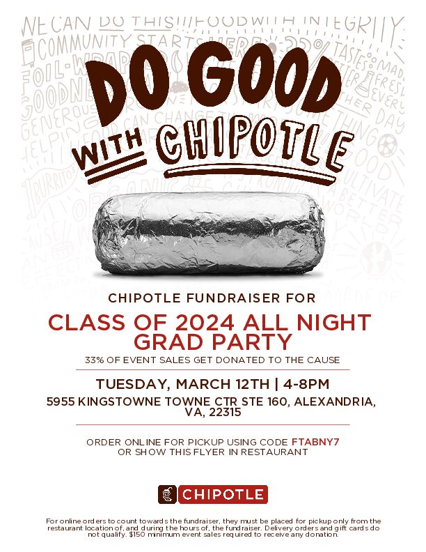 Today's the day for Chipotle! @FCPSHayfieldSS @HayfieldSGA Support the Class of 2024!