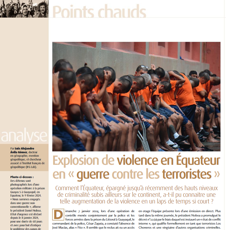 Heureux de partager le n°126 de <a href="/DiplomatieMag/">Diplomatie Magazine</a> (mars-avril 2024), auquel j’ai eu le plaisir de contribuer avec un billet sur l'#Ecuador. Merci pour l’opportunité de cette collaboration. Disponible en kiosque et en ligne : tinyurl.com/2vnpkz6a
<a href="/IFGeopolitique/">Institut Français de Géopolitique</a> #Risk #geopolitics