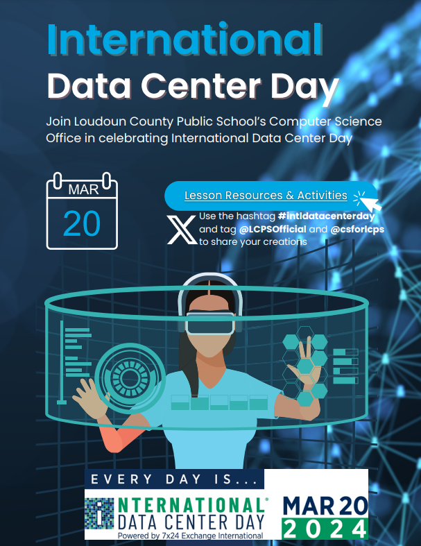 @LCPSOfficial: Next Wednesday (3/20) is #intidatacenterday. Please click the link below to access resources you can use with your students to learn more about Data Centers. bit.ly/IDCDLCPS