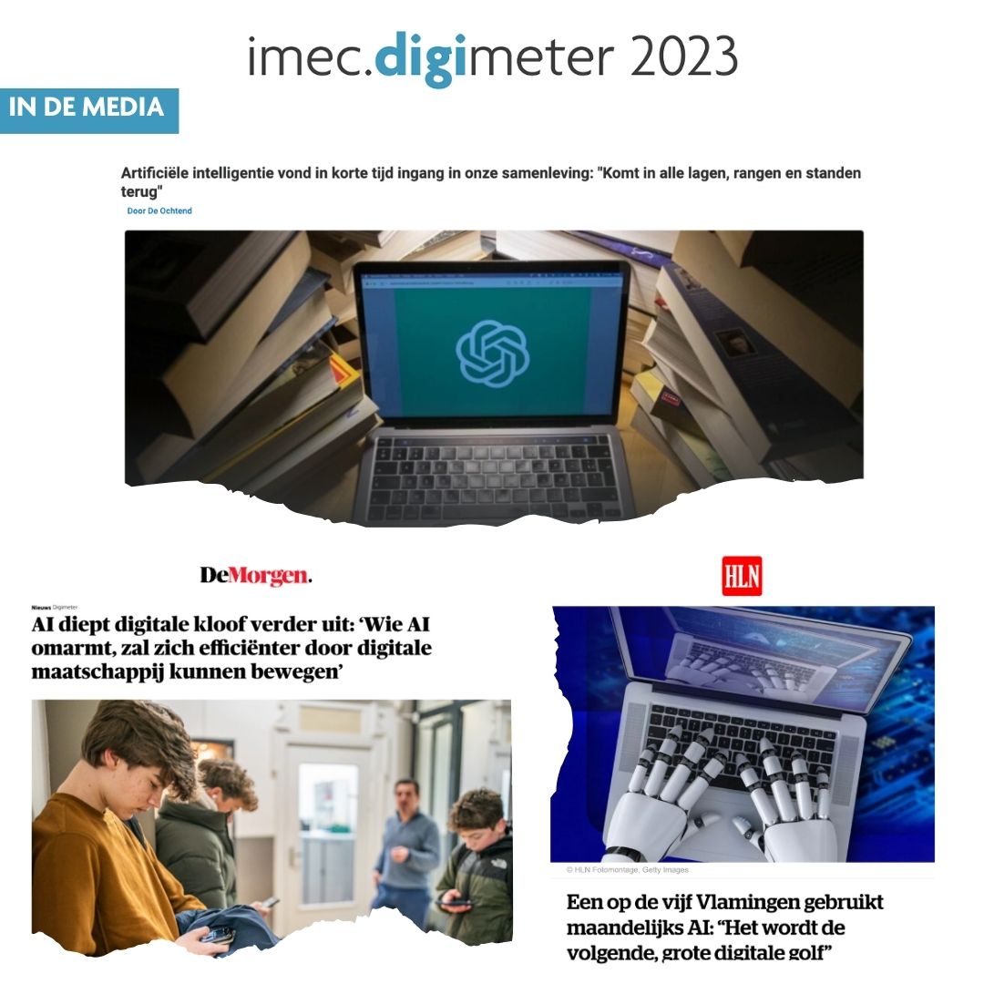 imecVlaanderen's tweet photo. Net als #AI was de imec.digimeter de voorbije week all over the place, van radio tot journaal, van weekblad tot podcast. Zelf ook zin om de vinger aan de digitale pols te houden? ➡ https://t.co/1Q7cyEiL36.
#digimeter https://t.co/3SR3bcf0rr