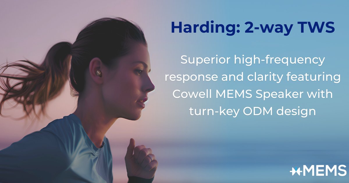 xMEMSLabs's tweet image. Accelerate time-to-market of your next #TWS project with xMEMS’ turnkey #referencedesign for 2-way TWS earbuds: Harding.
Featuring xMEMS Cowell MEMS #microspeaker and a custom designed dynamic driver, Harding delivers superior high-frequency response and clarity.
#memsspeaker