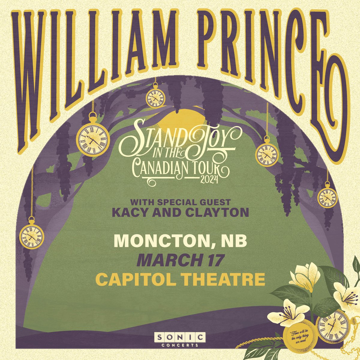 This Sunday at @CapitolMoncton! Don't miss @WilliamPrince with special guest @kacyandclayton. Buy 🎟️ now: capitol.nb.ca/en/william-pri…