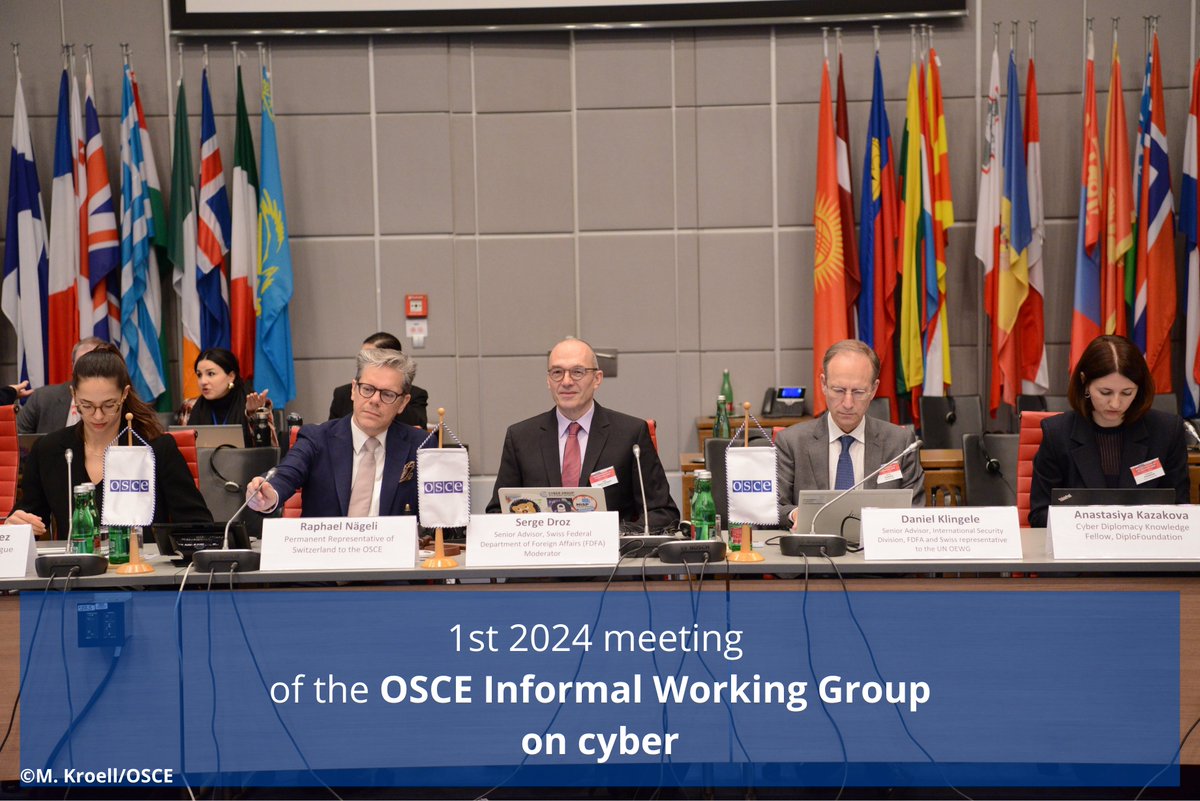 Very useful and constructive work on #cybersecurity issues in the @OSCE region: ➡️ Presentation in particular of the Geneva Manual on responsible behaviour in cyberspace ➡️🙏🇳🇱 for organising the meeting & 🇨🇭 for hosting the side event