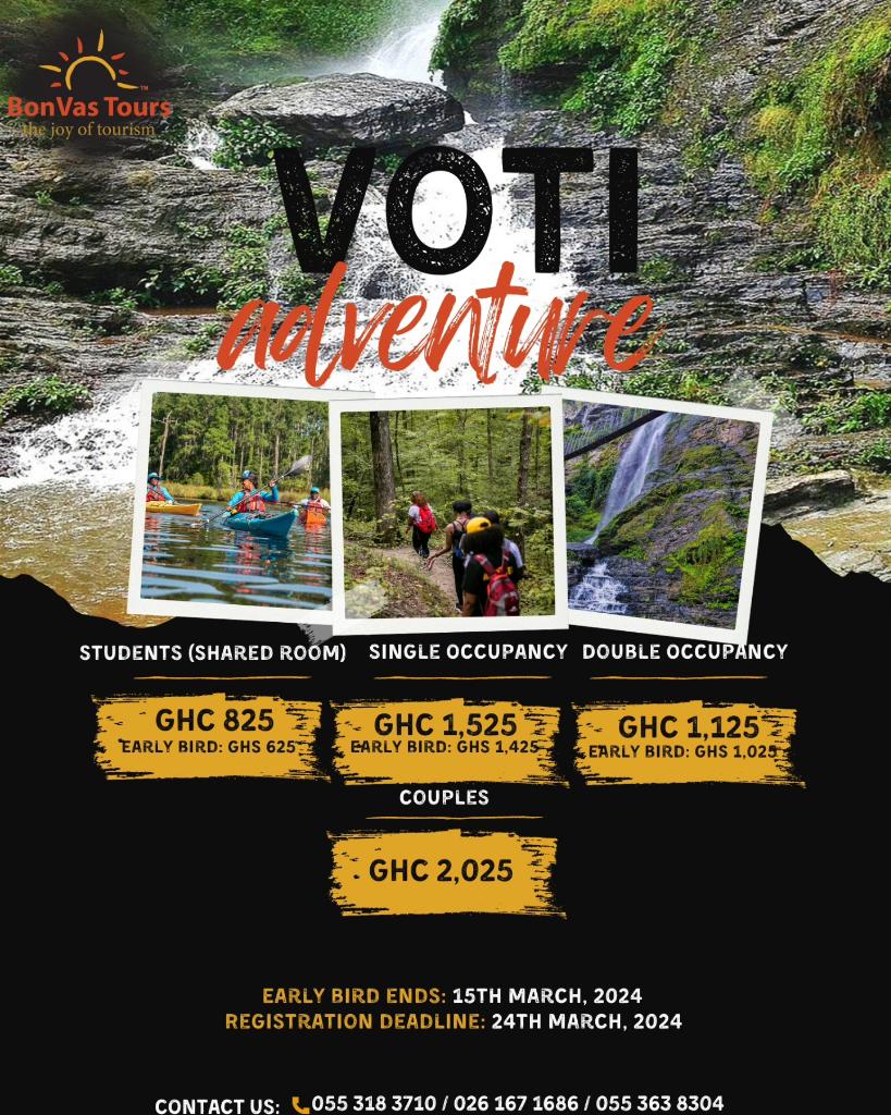 BonvasTour's tweet photo. 17 Days more 📢📢📢

The countdown is on. Mark your calendars from 29th March - 1st April, 2024 as we embark on an unforgettable adventure to the breathtaking Volta Region of Ghana. 

Book Now: https://t.co/PlFjSPR2nQ

Bonvas Tours, the Joy of Tourism https://t.co/ozTzc3kSay