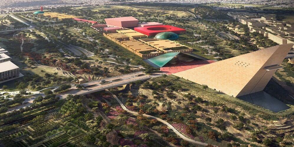 مناظر مختلفة لتصاميم المجمع الملكي للفنون في #حديقة_الملك_سلمان أكبر حديقة مدن في العالم، يتضمن المجمع الملكي للفنون عدة مرافق منها متحف الثقافات العالمية بارتفاع 110 أمتار، والمسرح الوطني ومكتبة ومعهد وقاعات ومعارض مختلفة، من تصميم المعماري الإسباني ريكاردو بوفيل