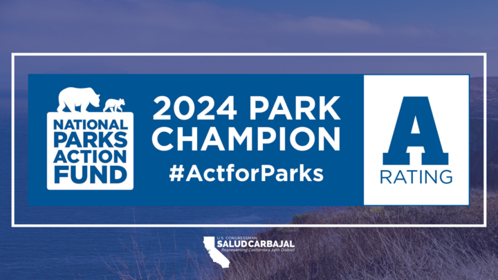RepCarbajal's tweet photo. Proud to receive an A rating on the @ActForParks Congressional scorecard!
I’m committed to protecting America’s national parks, preserving historic sites, and supporting wildlife conservation — and I will always #VoteforParks! https://t.co/k6P4kTkNm7