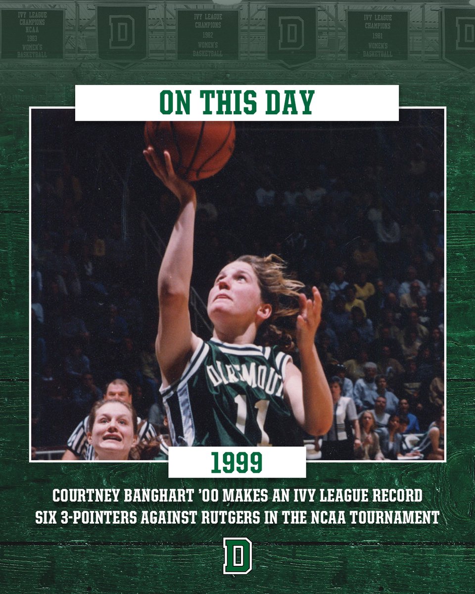 𝗢𝗻 𝗧𝗵𝗶𝘀 𝗗𝗮𝘆 25 years ago, Courtney Banghart ‘00 made six 3-pointers against Rutgers in the 1999 NCAA Tournament. No Ivy League player has made more in an NCAA Tournament game. #TheWoods🌲 | #WIN