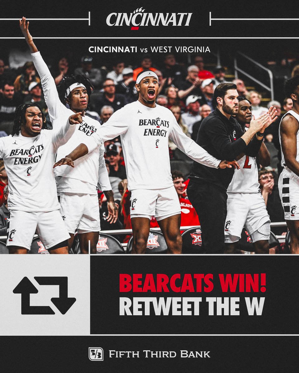 Bearcats advance!

<a href="/GoBearcatsMBB/">Cincinnati Men’s Hoops</a> is headed for the second round in Kansas City after Lukošius and Thomas combine for SIXTY points in the comeback over WVU.

#Bearcats | <a href="/FifthThird/">Fifth Third Bank</a>