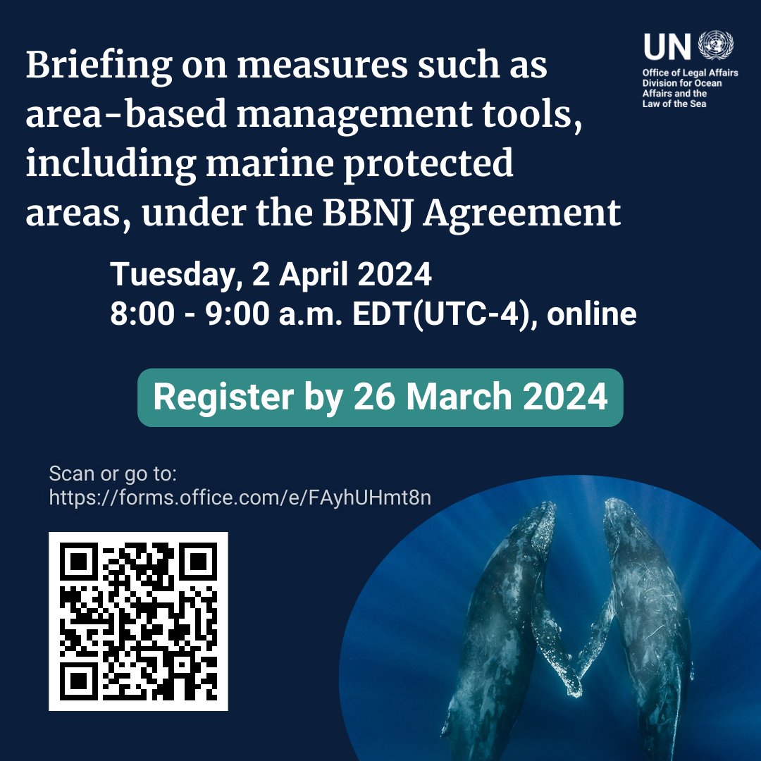 📢Join us for an online briefing in our “BBNJ deep dive series” on measures such as area-based management tools (#ABMTs), including marine protected areas (#MPAs), under the #BBNJ Agreement. 🌍🌊 ⏲️2 April 2024, 8-9 am EDT ✍️Register by 26 March 2024