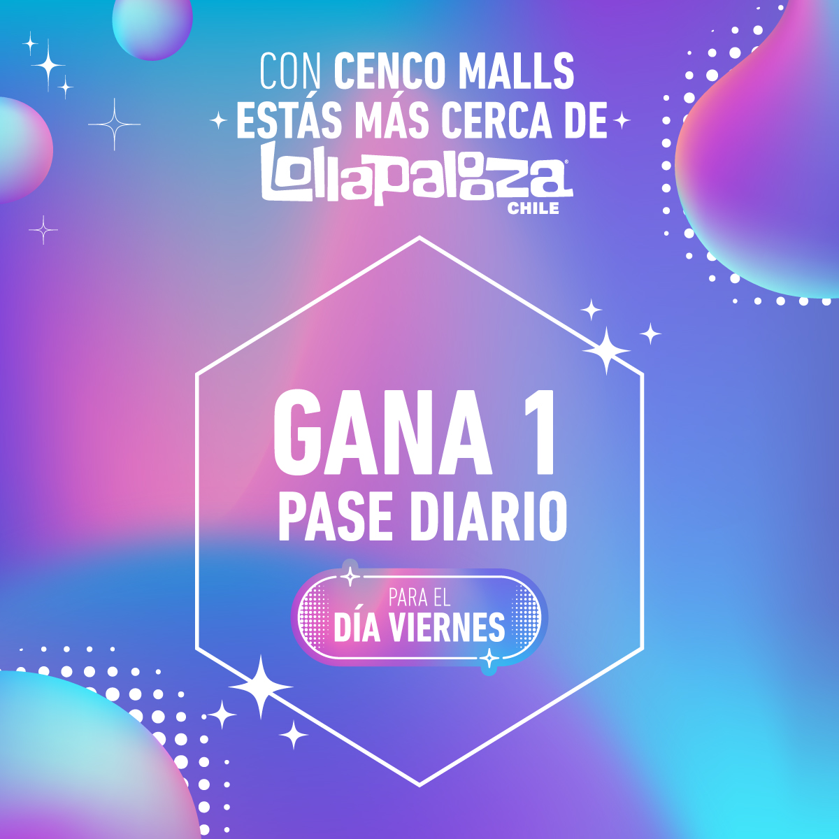 CencoMallsCL's tweet image. [CONCURSO] Dale RT a este tweet y participa por pases diarios para ir a @lollapaloozacl el día viernes, y disfrutar de los shows de Thirty Second to Mars, Limp Bizkit, Feid y más🤩 #CencoMallsLollaCL