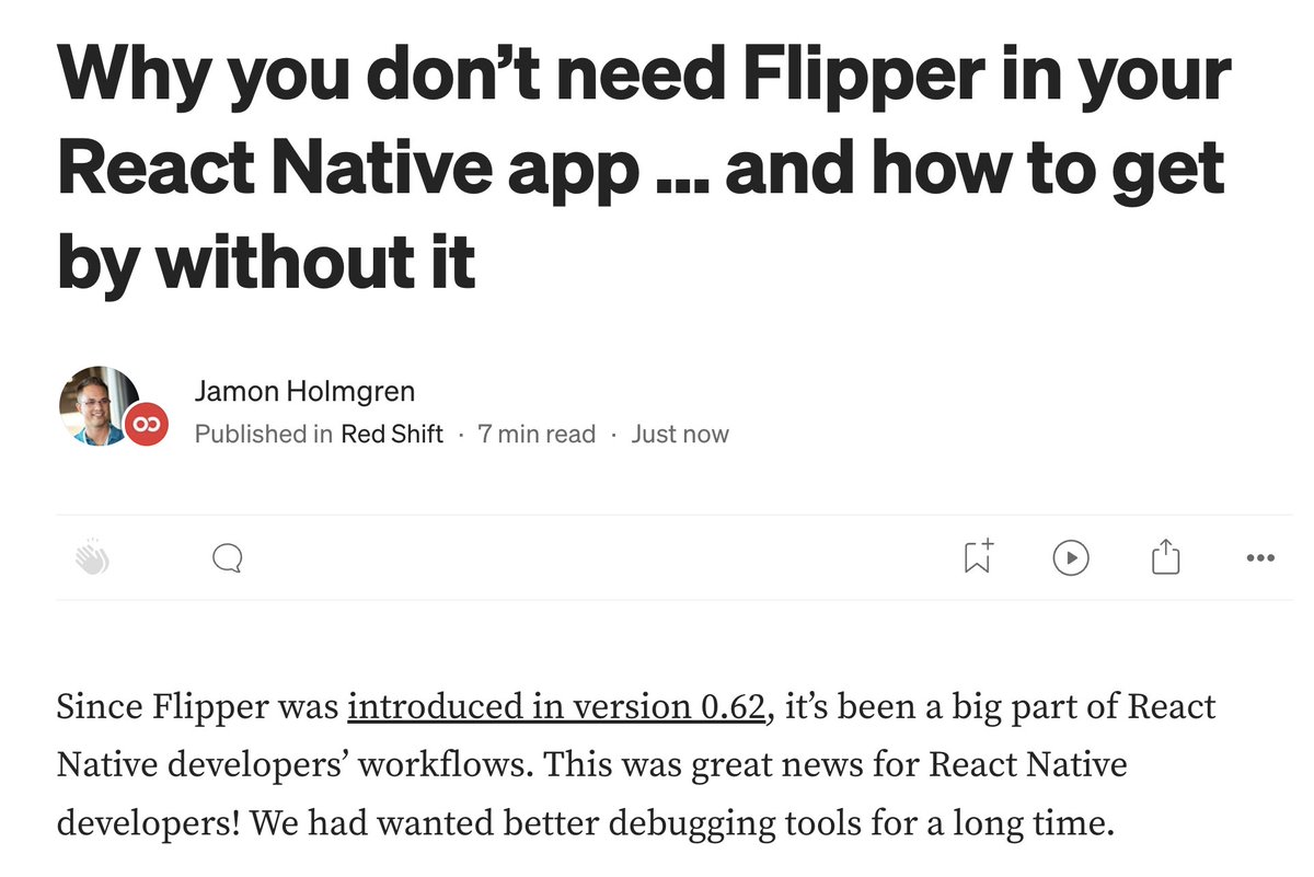 jamonholmgren's tweet image. I just wrote up an article on what tools Flipper provides to React Native developers and how you can replace each of them!

Retweets appreciated a ton.
