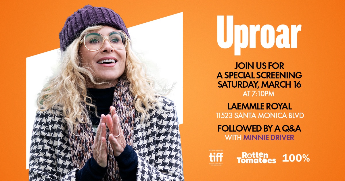 Eclectic_Pics's tweet photo. Special screening of Paul Middleditch's #Uproar featuring a Q&amp;A with Minnie Driver this Saturday 3/16 at the Laemmle Royal in Santa Monica!

Get tickets your here: https://t.co/pf69qZvc8h https://t.co/emXIG4odtg
