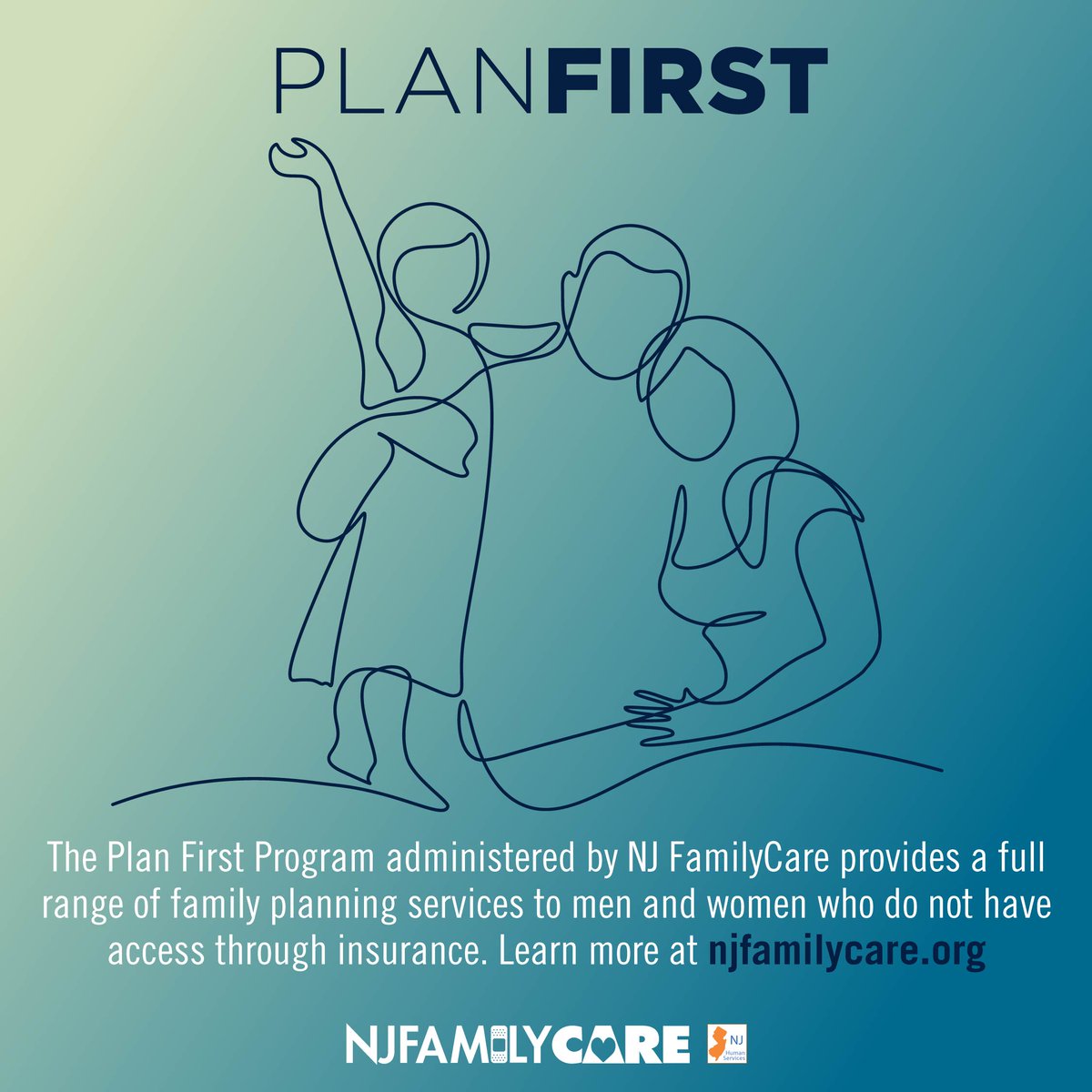 NJDHS's tweet photo. 👪 NJ’s #PlanFirst program increases access to multiple family planning services through #NJFamilyCare.
💻 For more information on coverage, visit our website: https://t.co/77ewKfJ5r0 https://t.co/NF1otSZXfH