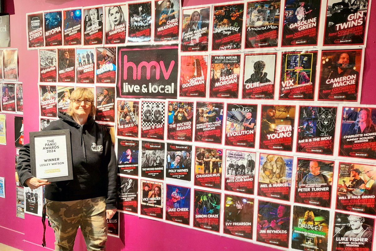 So on Wednesday I went along to The Chelmsford Theatre as I had been nominated for 'Outstanding Contribution ' (for my work promoting local artists in Colchester via the hmvlivendlocal instores) the 'Panic Awards' which celebrates the local music and theatre scene in Essex.