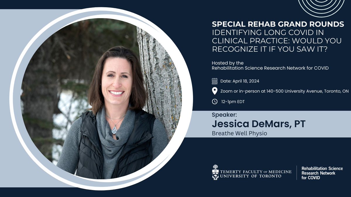 It is #LongCOVID Awareness Day and we want to connect with others interested in #COVIDRehab! Register for free for 'Recognizing Long COVID in clinical practice: would you recognize it if you saw it?', presented by @BreathewellPT, April 18 from 12-1pm ET! tinyurl.com/yyr3zkj9