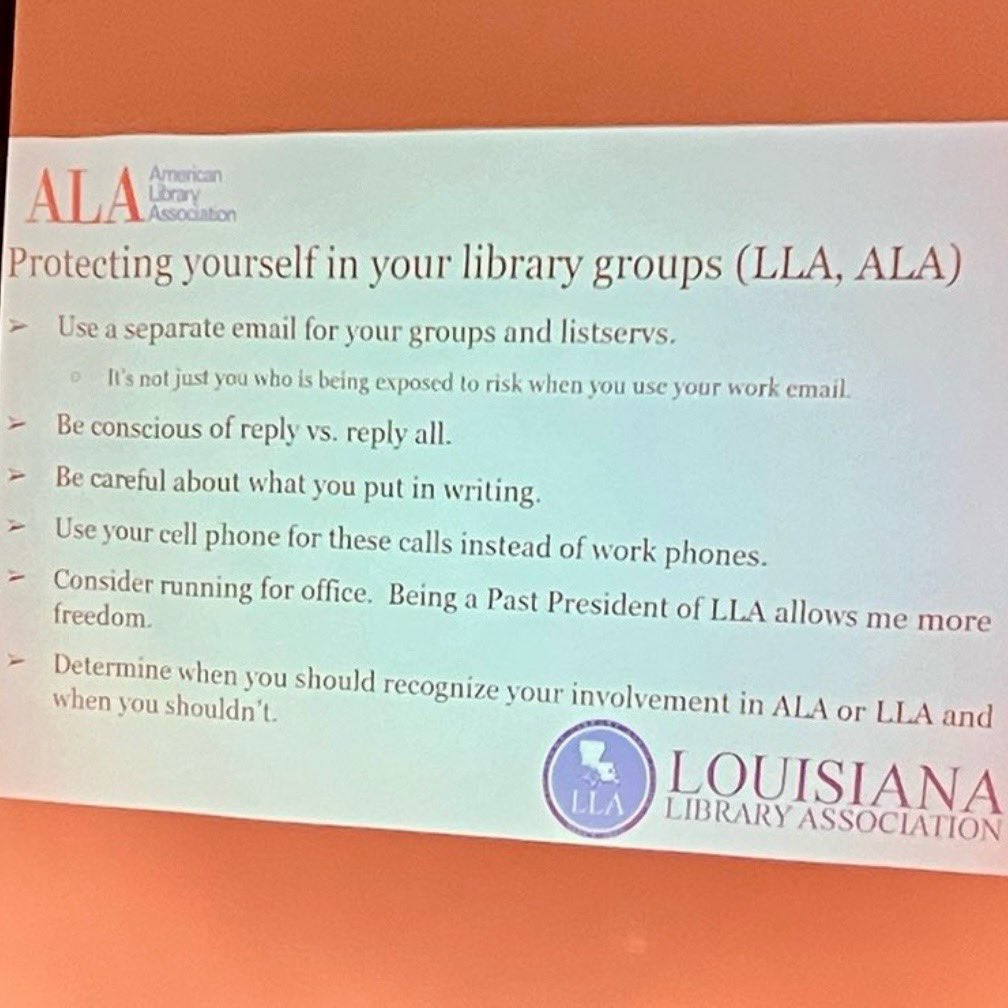 .@ALALibrary’s star school librarian Amanda Jones @abmack33, who wrote “That Librarian” that #UniteAgainstBookBans will push, appeared before a near empty room at #LLA2024 @LLAOffice where hiding things from parents and the law was the main theme. @newlouisiana #lalege #lagov