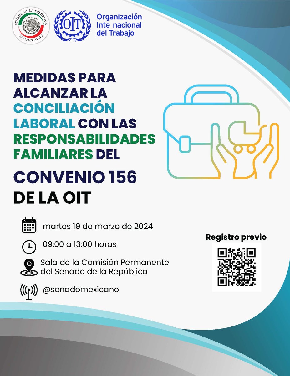 ¿Quieres conocer más sobre los retos que enfrenta México en torno al #Convenio156 de la #OIT sobre personas trabajadoras con responsabilidades familiares? ¡Regístrate a nuestro #foro!  👉bit.ly/3IzNTFv 

#8M #DíaDelasMujeres #cuidados