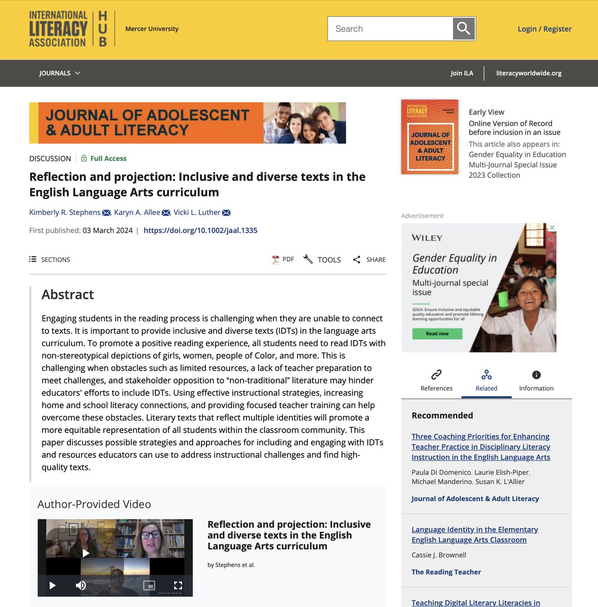 Karyn Allee (@karynallee) on Twitter photo Congratulations to <a href="/mercereducation/">Mercer Education</a>#PhDStudent Kimberly Stephens on her #firstpublication, and one in such a respected journal, too! @vicki_luth ila.onlinelibrary.wiley.com/doi/10.1002/ja… Congratulations to <a href="/mercereducation/">Mercer Education</a>#PhDStudent Kimberly Stephens on her #firstpublication, and one in such a respected journal, too! @vicki_luth ila.onlinelibrary.wiley.com/doi/10.1002/ja…