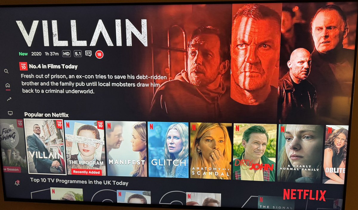 VILLAIN back in at No4 on popular top films on Netflix, an absolute Quality film 🤩💪👊🎥🙏😇@gmrusso1 @DirGregHall @JasonMaza
