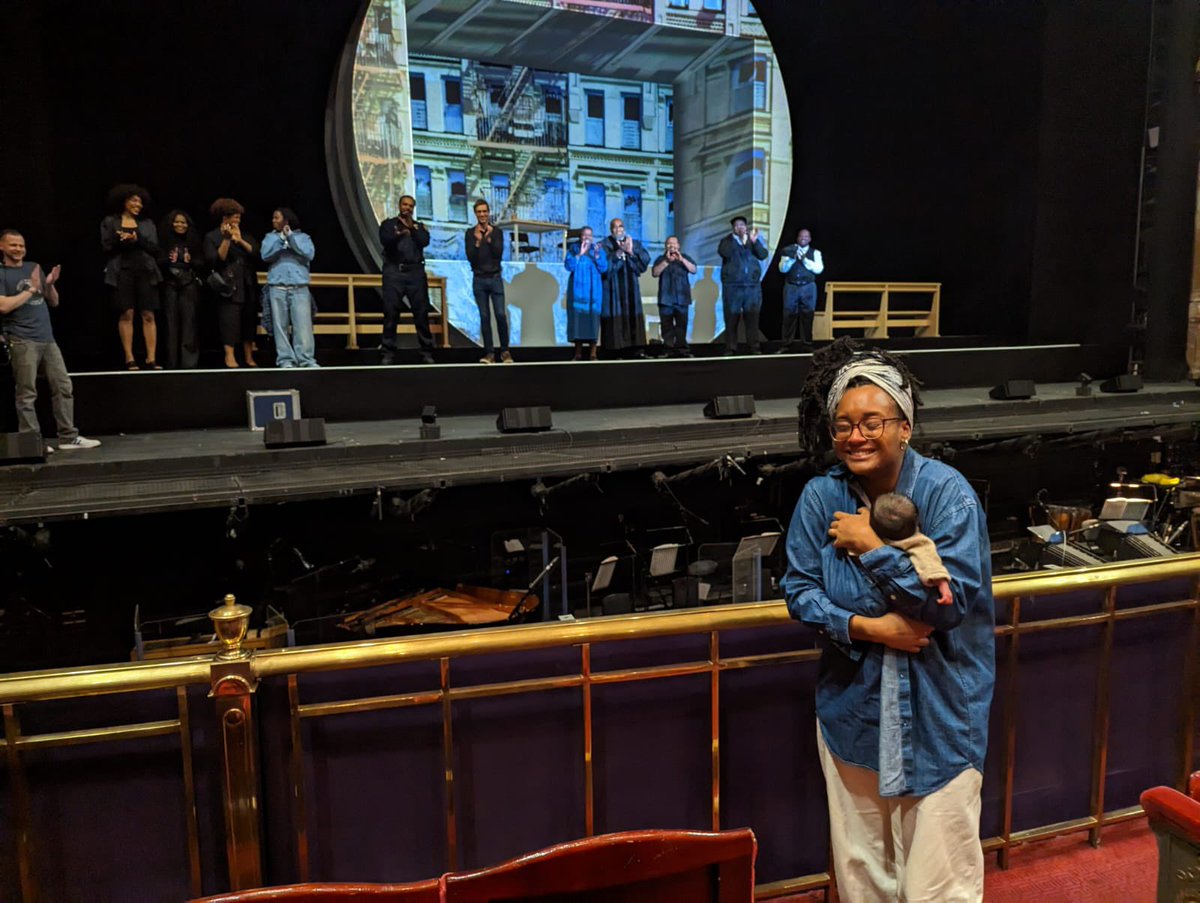 TinuCraig's tweet photo. This show had the an awesome team and was a joy to make. I literally worked on it til the day I gave birth, then came back with my days old baby to finish tech &amp; open it. That’s how much I loved it. Here’s us sobbing with joy after the dress and taking a bow opening night. https://t.co/ClR03YWHRO