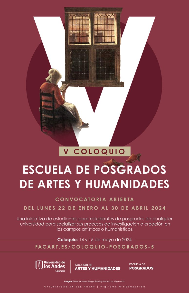 #Convocatoria para el 5to Coloquio de la Escuela de Artes y Humanidades de <a href="/ArtesUniandes/">Facultad de Artes y Humanidades | Uniandes</a> Están invitados a participar estudiantes de posgrados de cualquier universidad. Evento presencial. Más info: posgradosfacartes.uniandes.edu.co/destacado/conv…