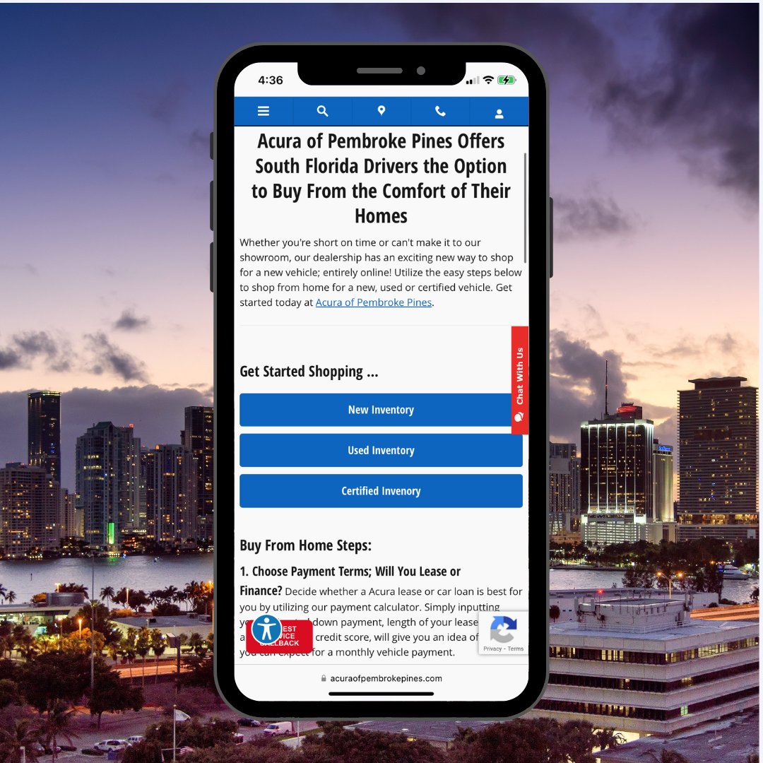 Shop from anywhere with Acura of #PembrokePines! Discover our online shopping tools today: bit.ly/3atuWEm