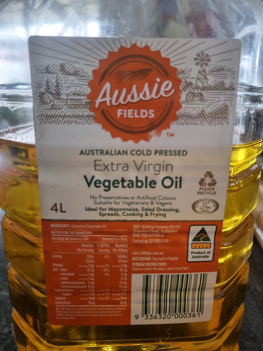 False marketing! 'Extra Virgin Vegetable Oil'