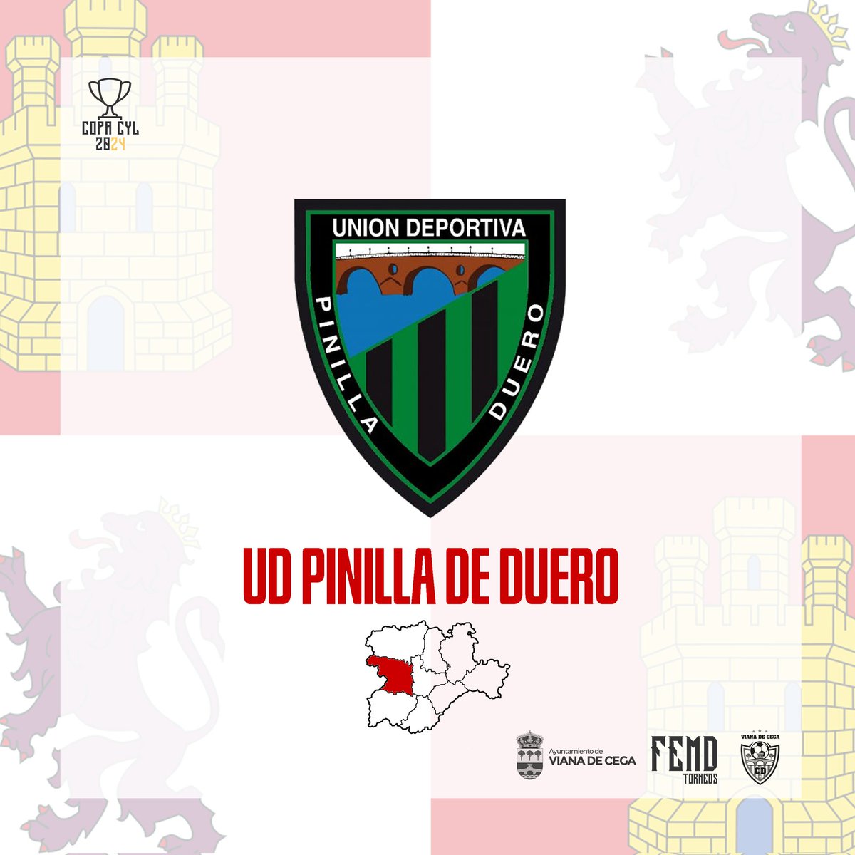 🏆🔴⚪️ ¡Nuevo participante! ¡La UD Pinilla de Duero participará en la COPA CYL 2024 de Viana de Cega!

Le toca a #Zamora y que mejor que uno de sus clubes más emblemáticos para representar a la provincia en esta edición.

¡Nos vemos el 18 y 19 de mayo!

#VuelveLaCopa #CopaCyL