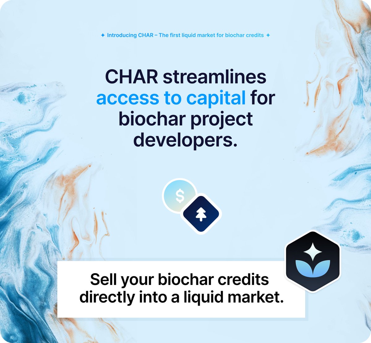 🖤 With #CHAR, biochar project developers always have a buyer for their credits. Once your biochar credits are onboarded to Toucan, you can sell them directly into a highly liquid biochar market. More info: toucan.earth