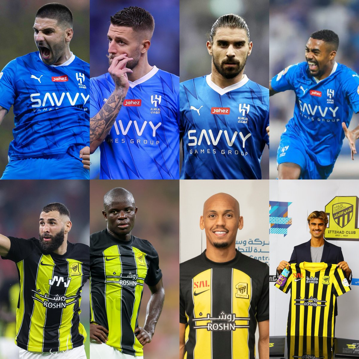 لو خيرتهم بالصيف 

• ميترو أو بنزيما  بيقول مجنون انت أكيد بنزيما 

• نيفيز أو فابينهو بيضحك عليك يقول من نيفيز فابينهو وانت مغمض 

• سافيتش أو كانتي بقولون بالله تقارن كانتي بسافيتش انت ما تفهم كرة 

• مالكوم أو جوتا بقولك جوتا أفضل موهبة في اوروبا تقارنه بلاعب من الدوري