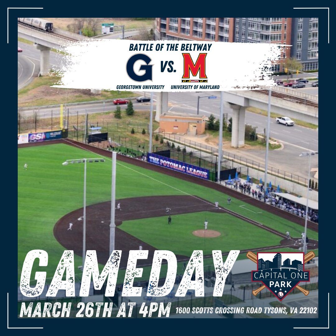 Calling all DMV baseball fans 🗣️

The Battle of the Beltway: Georgetown Hoyas vs. Maryland Terrapins
📍Capital One Park - 1600 Scotts Crossing Road
⏰4:00PM

 #DMVBaseball #GeorgetownHoyas #MarylandTerrapins #CollegeBaseball #CapitalOnePark #GameDay #CapitalOneCenter