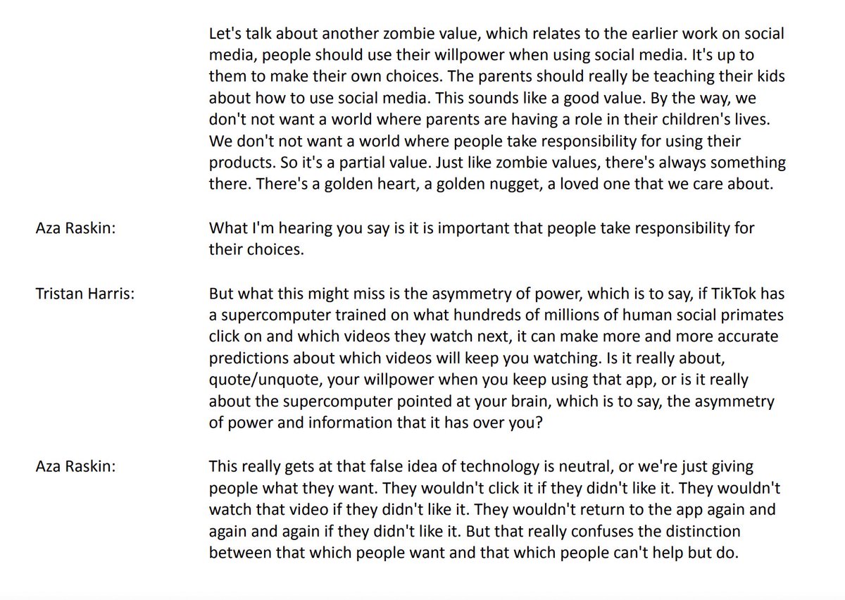 @_STKMS_ @eeebektas @BrendanCarrFCC This was discussed on their podcast #YourUndividedAttention (Jun 8, 2023), the subject of 'How Zombie Values Infect Society'.
They placed the emphasis away from supervision and willpower, instead pointing to the responsibility of tech companies and how incentives drive society.