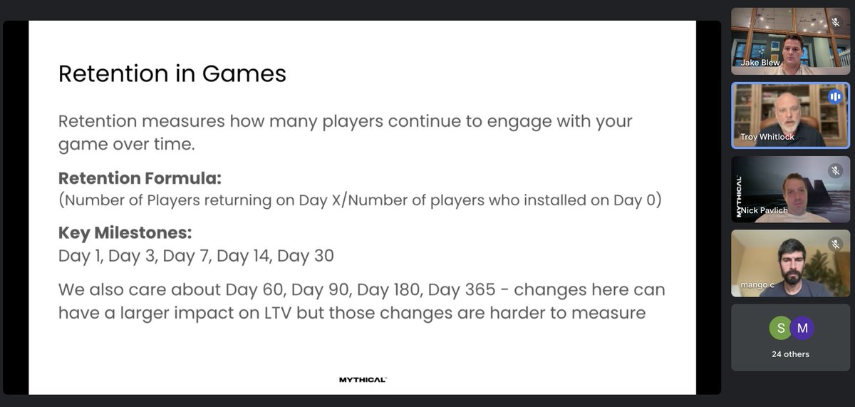 jake_blew1's tweet image. ⚡️Workshop 1 of the @playmythical | @scytaledigital Gaming Academy: &quot;How to Build a Forecast Model&quot; by Troy Whitlock (VP, Design @ Mythical Games) 

🎮Traditional game forecasting in a web3 gaming world.  

#scytaleacademy