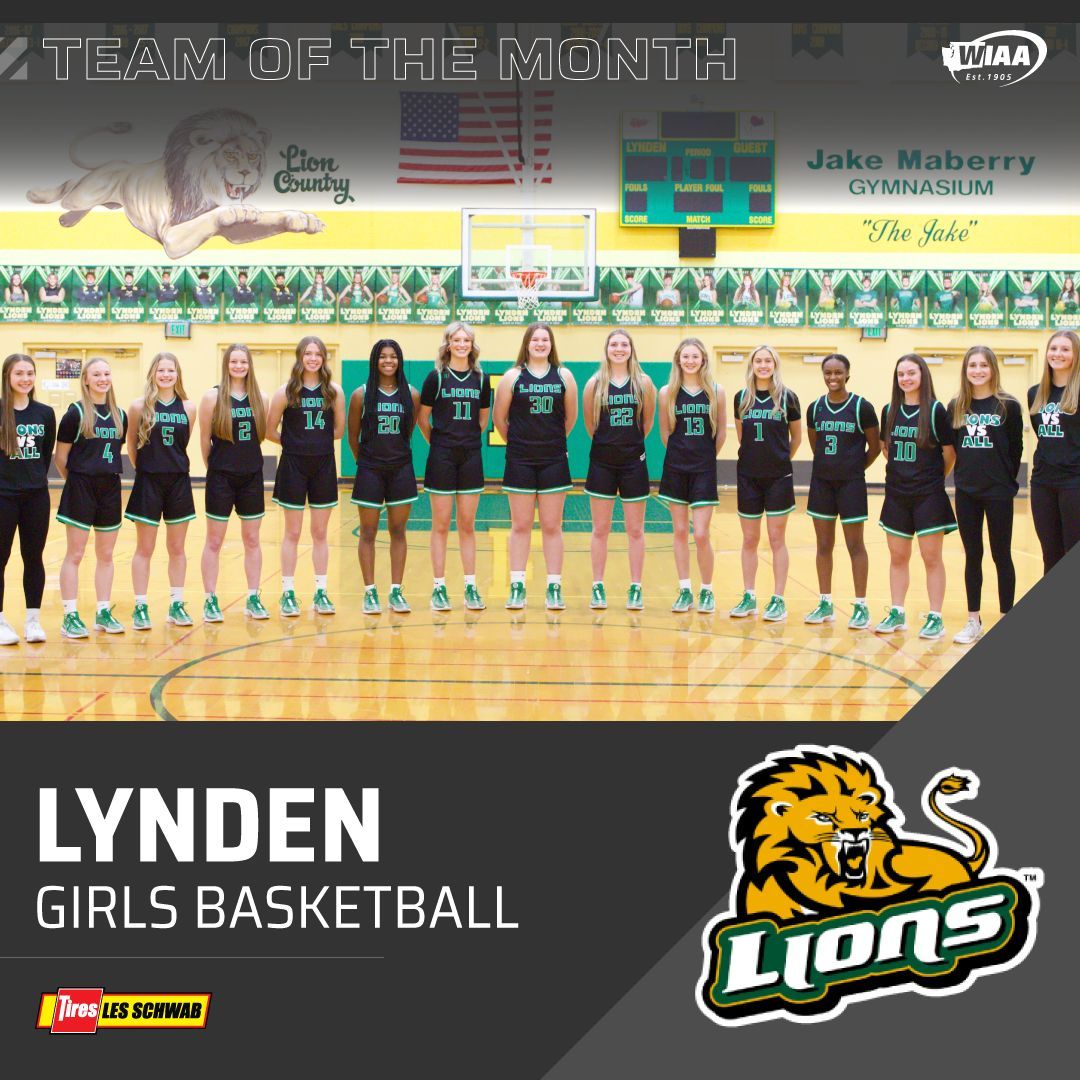 WIAA (@wiaawa) on Twitter photo Congratulations to the Lynden Lions Girls Basketball team for being selected as a <a href="/LesSchwab/">Les Schwab Tires</a> Team of the Month for February.
READ MORE & NOMINATE: buff.ly/3PDUq5n #TOTM #wapride Congratulations to the Lynden Lions Girls Basketball team for being selected as a <a href="/LesSchwab/">Les Schwab Tires</a> Team of the Month for February.
READ MORE & NOMINATE: buff.ly/3PDUq5n #TOTM #wapride