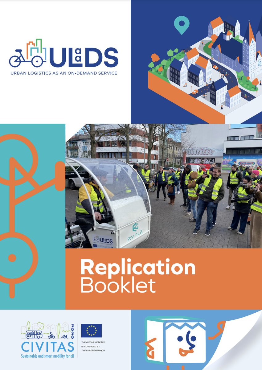 🙌 Dive into the replicable #urbanlogistics solutions developed and tested by our 3️⃣ lighthouse cities Bremen, Mechelen, & Groningen, in the new ULaaDS Replication Booklet! 🙌
 ➡ ulaads.eu/ulaads-replica…

#Ondemand #Lastmiledelivery #Microhubs #Cargohitching #AutonomousVehicle