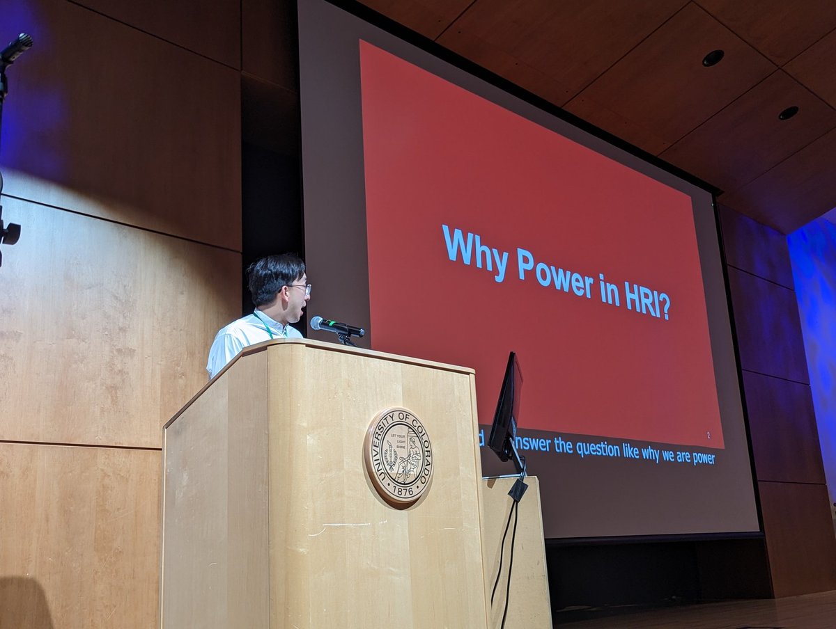 Yoyo Tsung-Yu Hou talking about interpersonal power in HRI! This is a great paper that I'm already using in my Robot Ethics class. I'll come back to this paper in my alt.HRI talk this Thursday. :) #hri2024