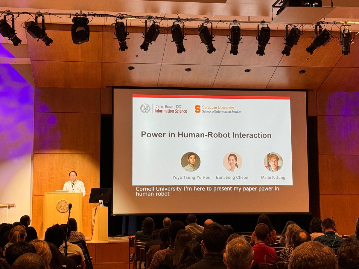 <a href="/HRI_Conference/">The HRI Conference</a>  Yoyo just presented our HRI 2024 paper “Power in Human-Robot Interaction” where we pointed out why power has been invisible in HRI and argue for the tangible treatment with the lens of Power in HRI