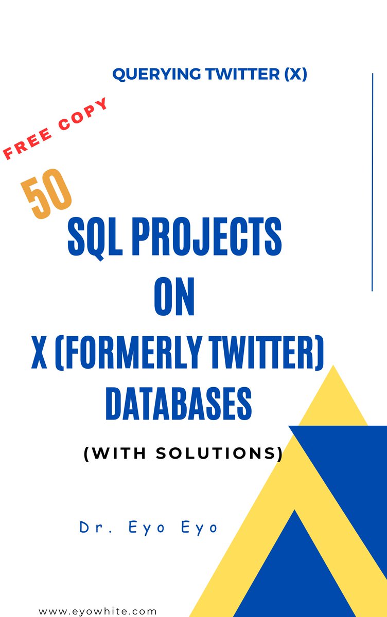 For those who may be looking to get on my list, here is a free e-book on SQL for you. To get a copy: 📌reply 'yes' 📌Follow 📌Retweet 📌DM me for your copy