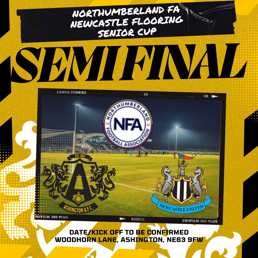 🏆🏆 NEWCASTLE FLOORING SENIOR CUP 🏆🏆 We now know that we will host @NUFC U21s in our @Northumfa Newcastle Flooring Senior Cup Semi Final tie. We will be working with our opposition and the Northumberland FA in the coming days to set a date for this tie.
