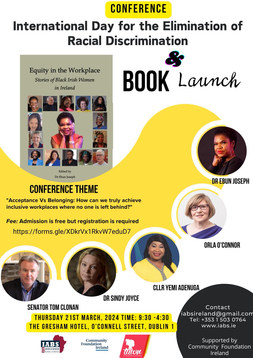 We are delighted to invite you to this double event! Book launch and International Day for the Elimination of Racial Discrimination Conference. Theme Acceptance Vs Belonging: How can we truly achieve inclusive workplaces where no one is left behind? 👇🏾 docs.google.com/forms/d/e/1FAI…