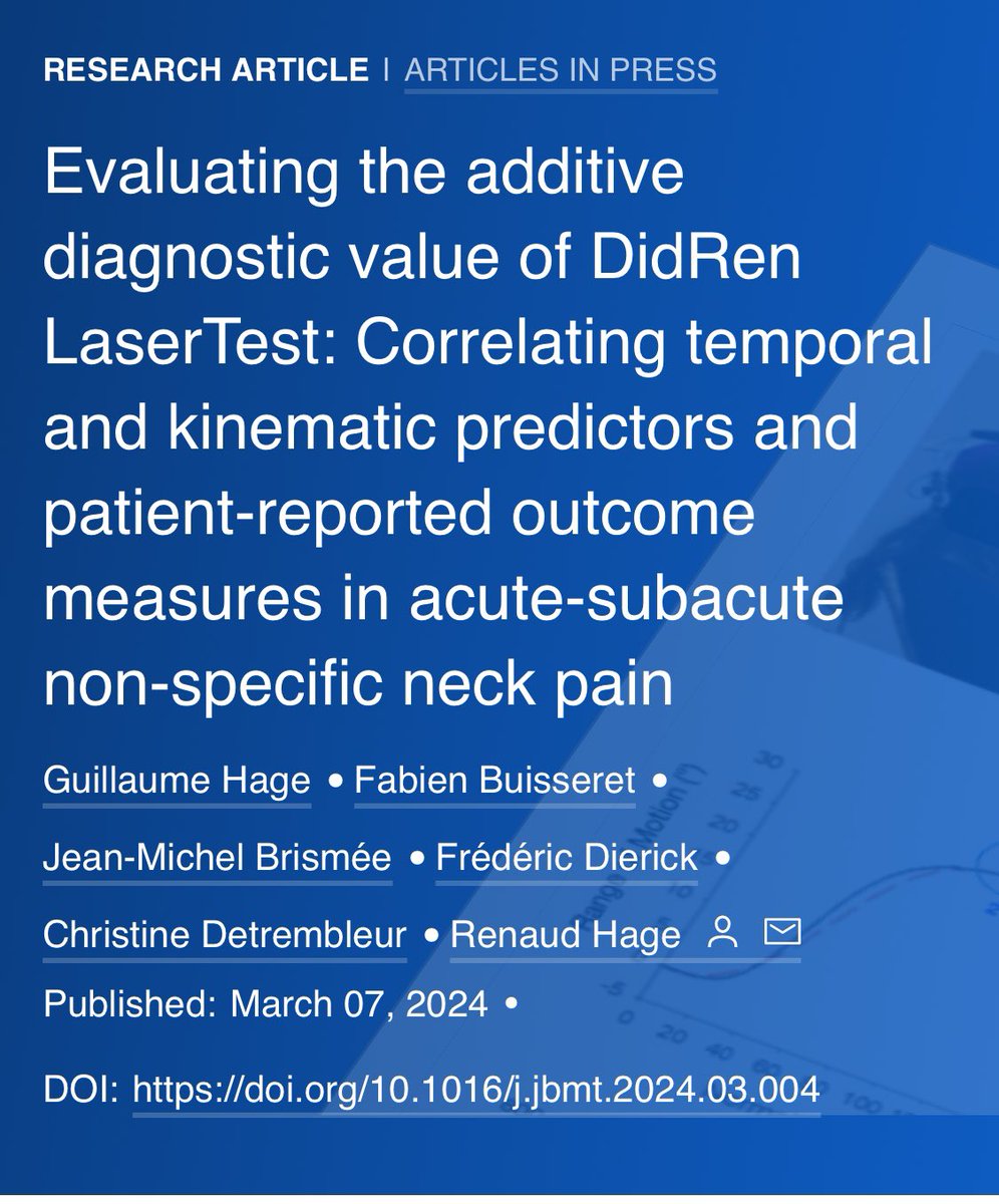 RenaudHage's tweet photo. A few kinematic variables and PROM’s ... what do you think best discriminates neck pain?

https://t.co/wF5ACizwA3 https://t.co/fxto3HEUo0