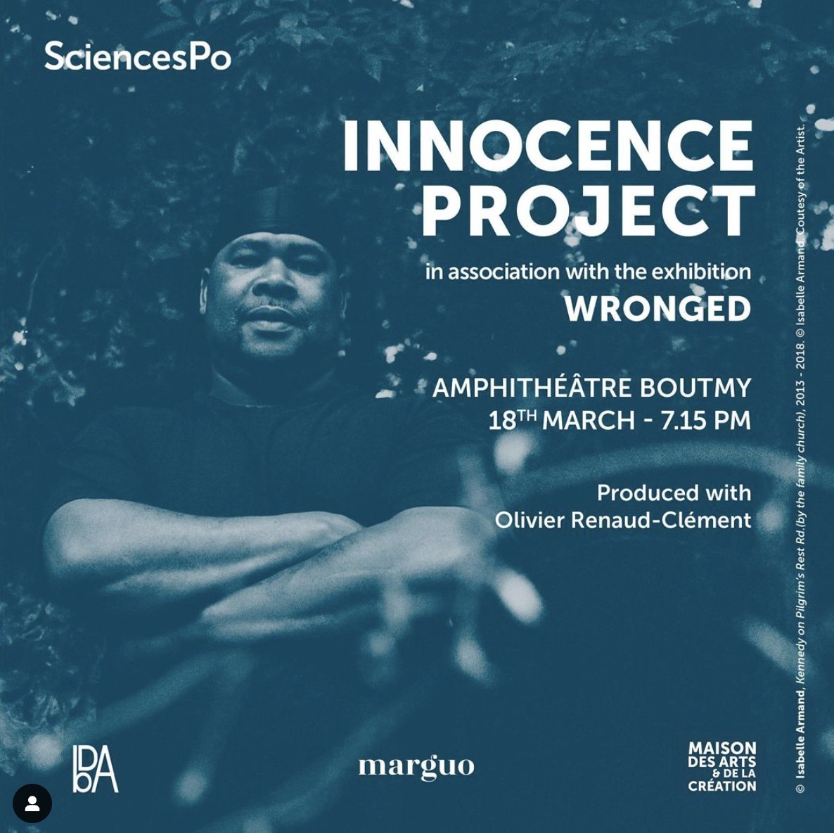 Paris: You can see the exhibit "WRONGED", which includes Isabelle Armand's portraits of our clients Levon Brooks and Kennedy Brewer. On March 18, <a href="/VanessaPotkin/">Vanessa Potkin</a> will speak in detail about their wrongful conviction case.

We'd love to see you there! shorturl.at/wxGU1