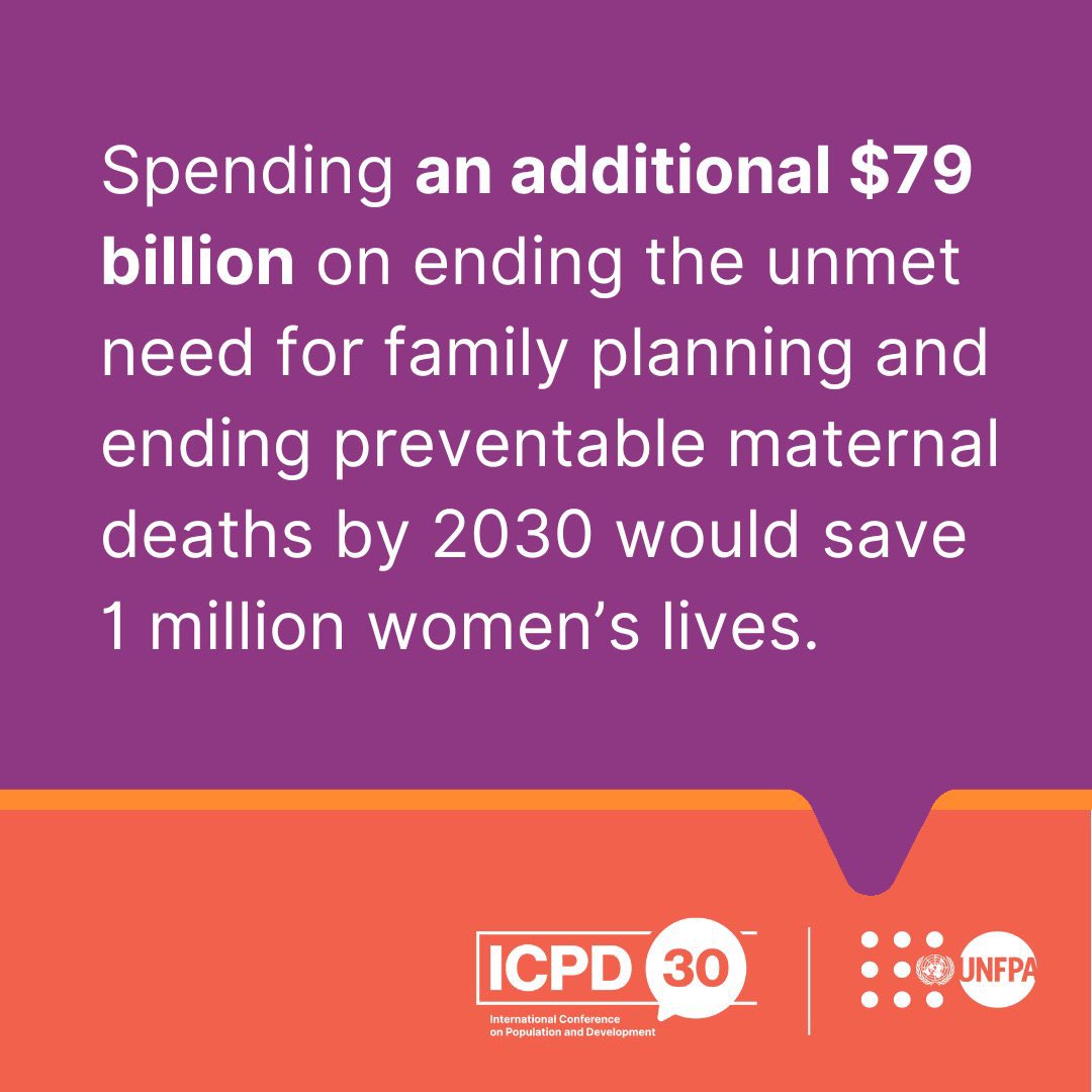 An investment in women is an investment in our shared future 🧡 30 years ago, 179 countries agreed that this was the way forward and it’s still as relevant for the #GlobalGoals. Learn more: unf.pa/sbn #ICPD30