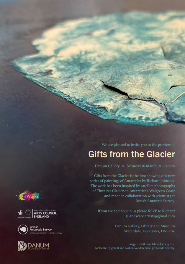 Where art meets science 🎨🤝🛰️ Gifts from the Glacier is a series of paintings of Antarctica, inspired by satellite images of Thwaites Glacier. Previewing this Saturday: 📅Saturday 16 March ⏰1.30pm 📌Danum Gallery, Waterdale, Doncaster