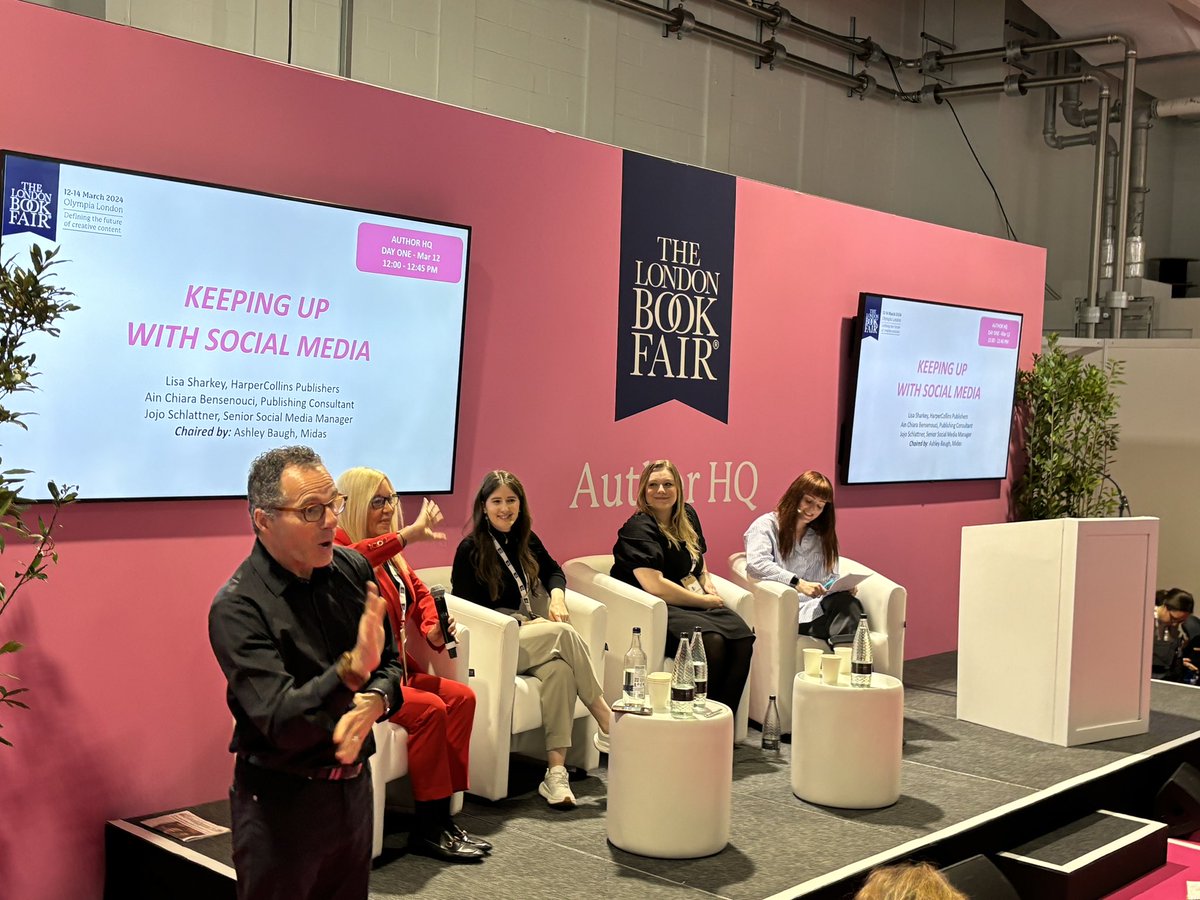 Authenticity is key and “discovery is the name of the game” - great panel on the how’s and why’s of social media for book promotion With @lisasharkey of @HarperCollins , creator @AinChiara , and Jojo Schlattner of @penguinrandom #LBF24 #booktok #bookstagram