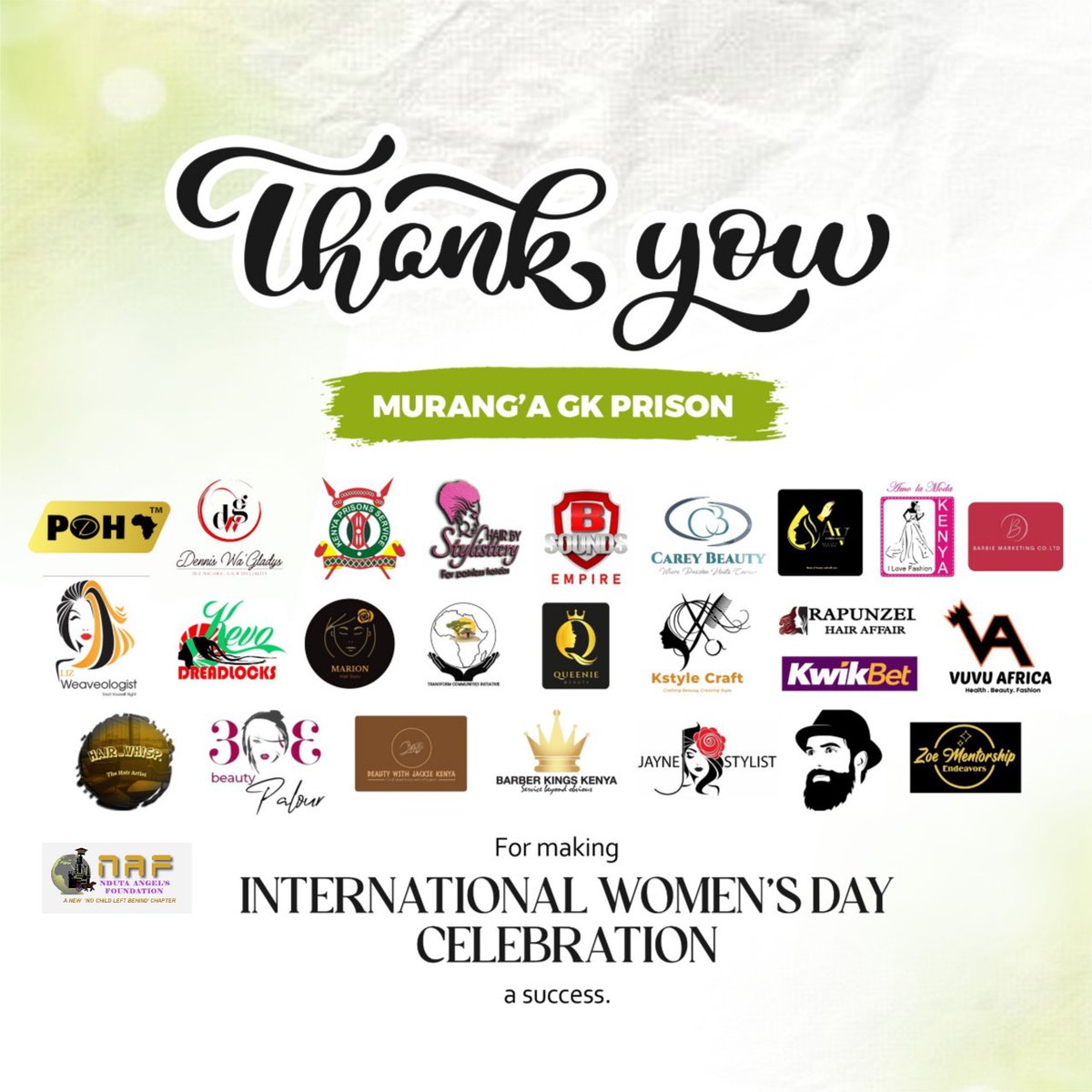 Thank you #Murangaprisonsalonandchapati #MissMurangaPrison #SimamanaMtoto20thedition
Airbnb Jacque Maribe #WhatsApp Scripted Somalis Amerix KCSE #LGBTQ Al-Shabaab Citizen TV #SingleKiasi president ruto atbbsmall Haitians The US Boeing Joho Mason Mount Andrew Tate #Tanzania Sonko