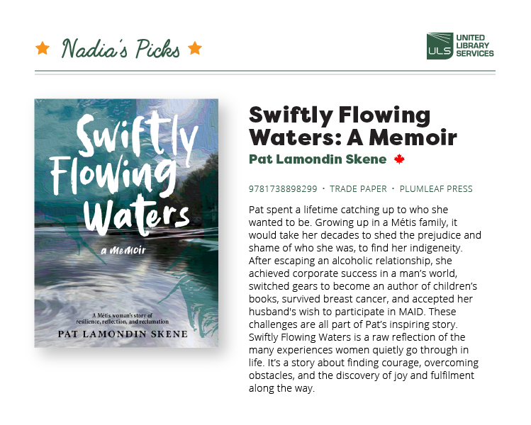 🌟Nadia's Pick🌟 'Swiftly Flowing Waters' by Pat Lamondin Skene 🍁 Raw strength and honesty. The great power of fulfilling promises to yourself. Sometimes painful, but so inspiring to follow someone overcome such prejudice to become a beacon of joy. uls.com/EL?F459E49E